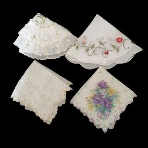 4 vintage nylon hankies/doilies